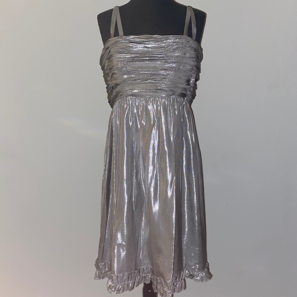 NWT Betsey Johnson silver metallic cocktail dress